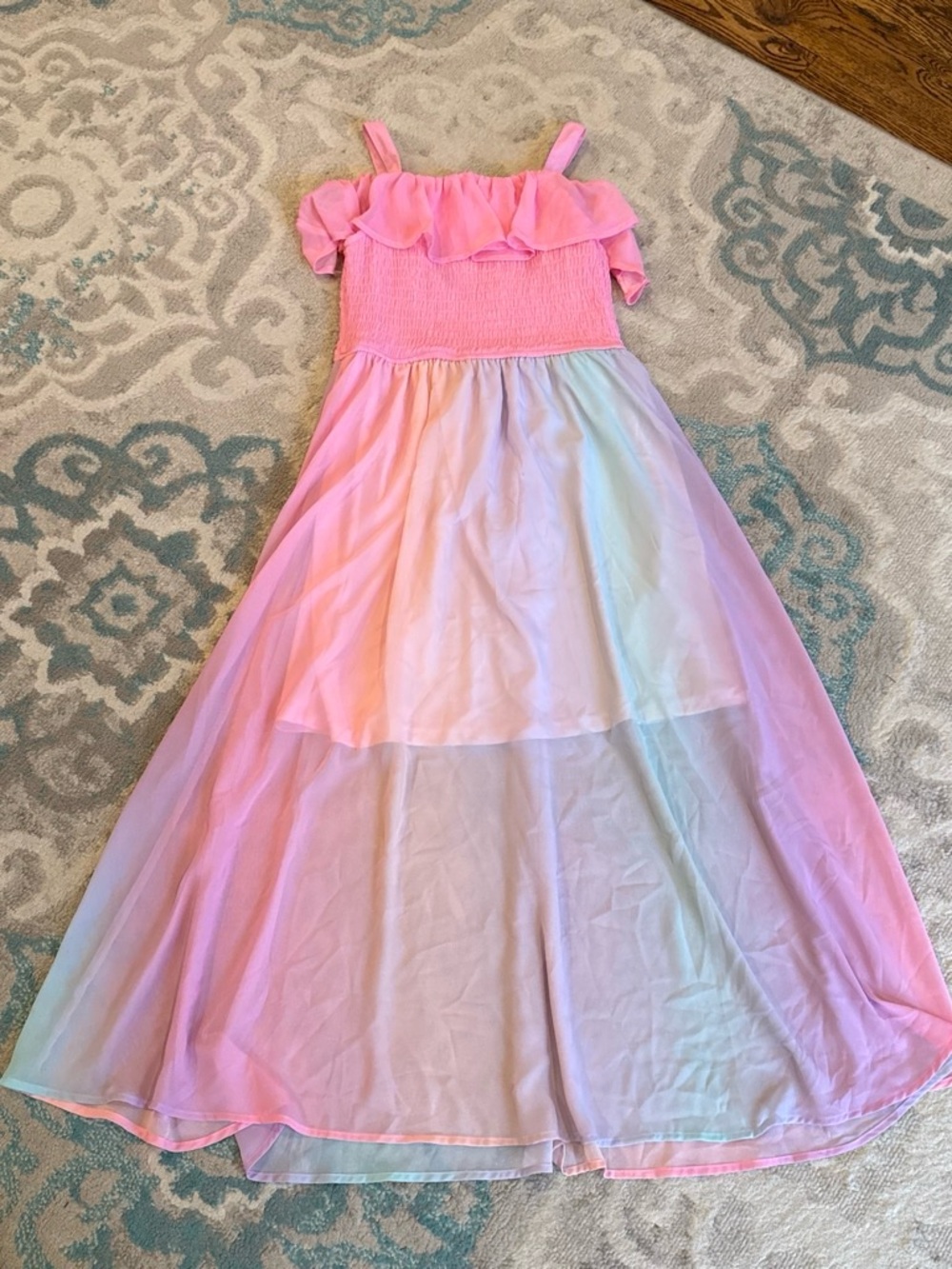 Justice Pink Pastel Ombre Ruffle Maxi Dress